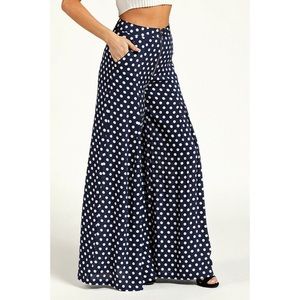 COPY - Polka Dot Print Navy Blue Palazzo Pants